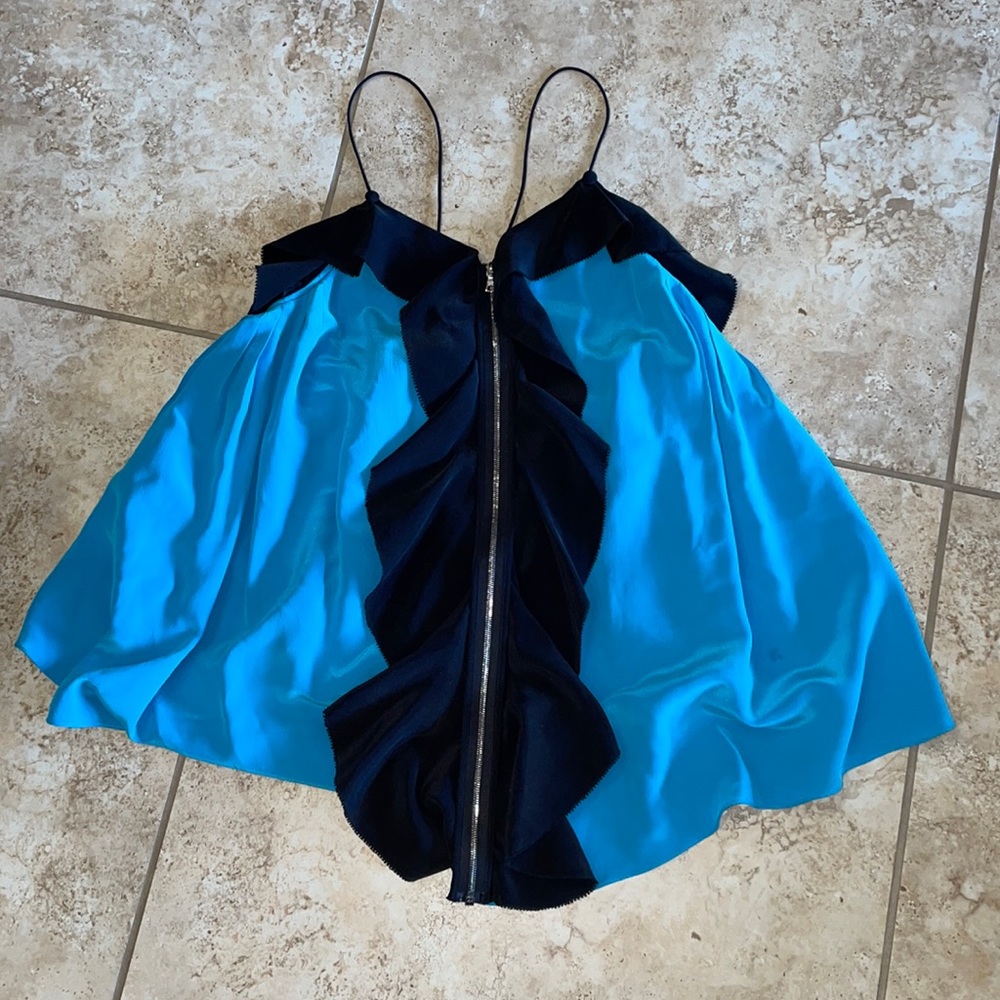 Alexander Wang Blue Ruffle Tank Size 2